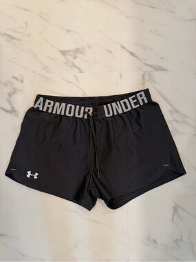 Under Armour Women’s Charcoal Athletic Logo Waistband Shorts